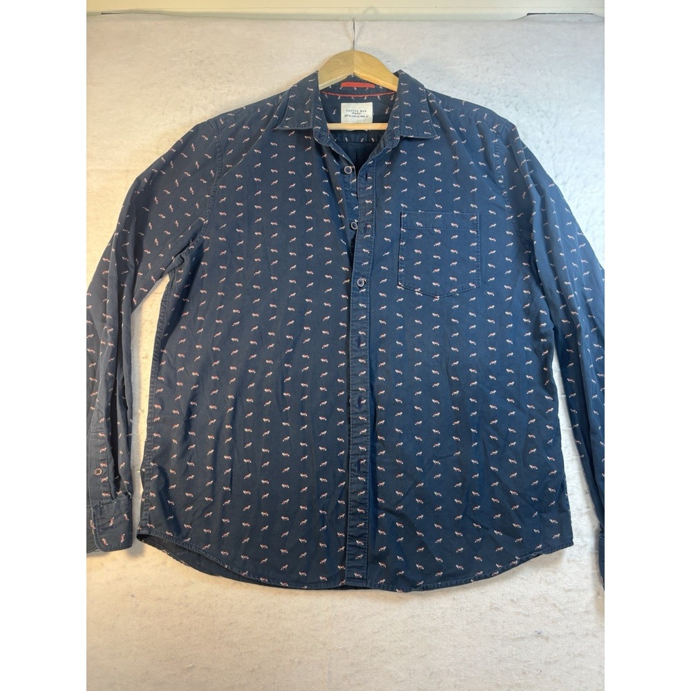 Cactus Man Button Down Slim Fit Shirt Sz XL Fox Pattern Preppy Old Money